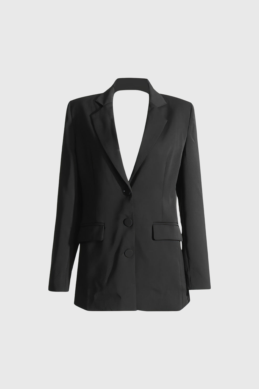 Open Back Blazer with Rhinestones - Black