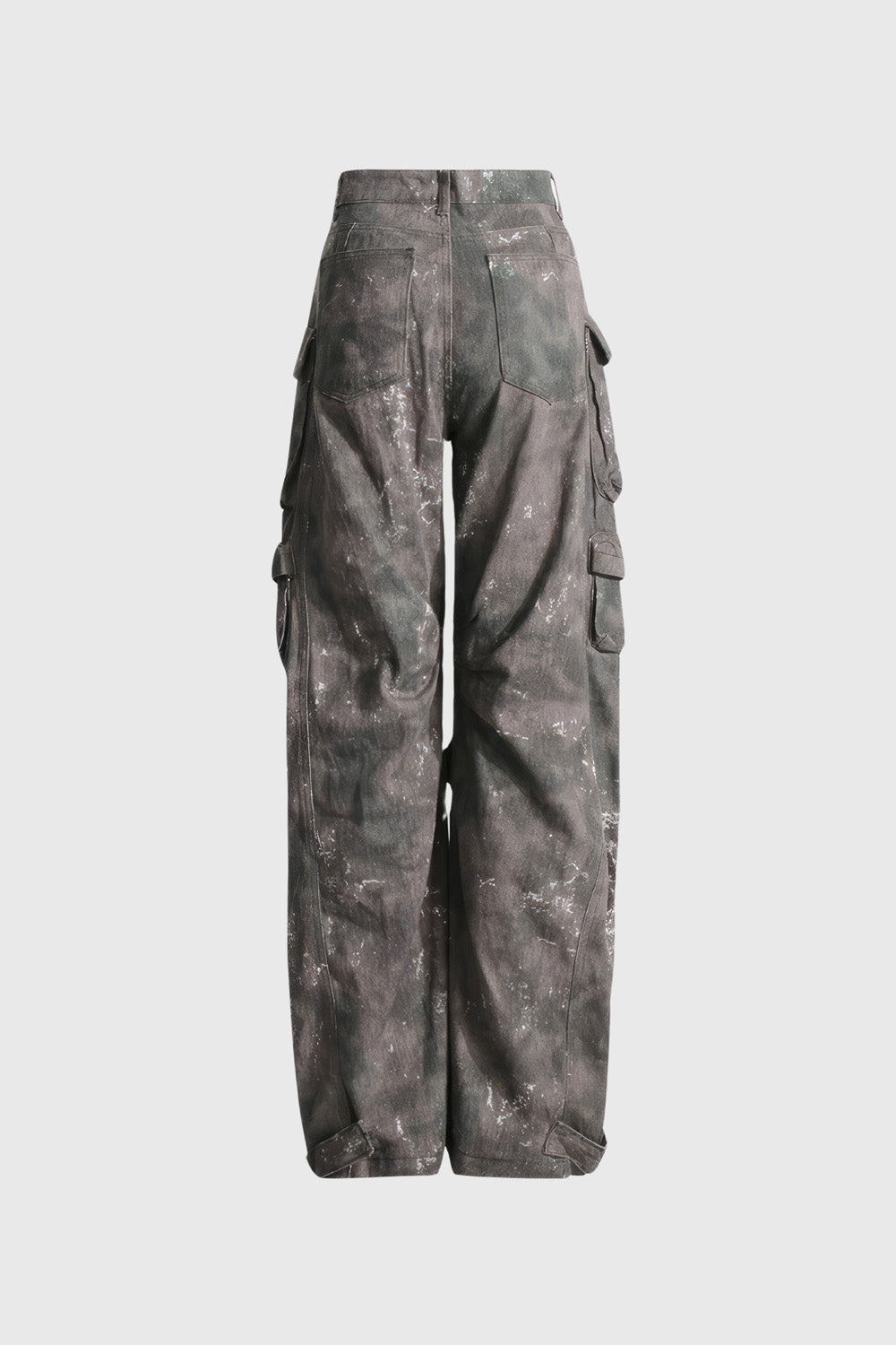 High Waisted Cargo Trousers - Dark Grey