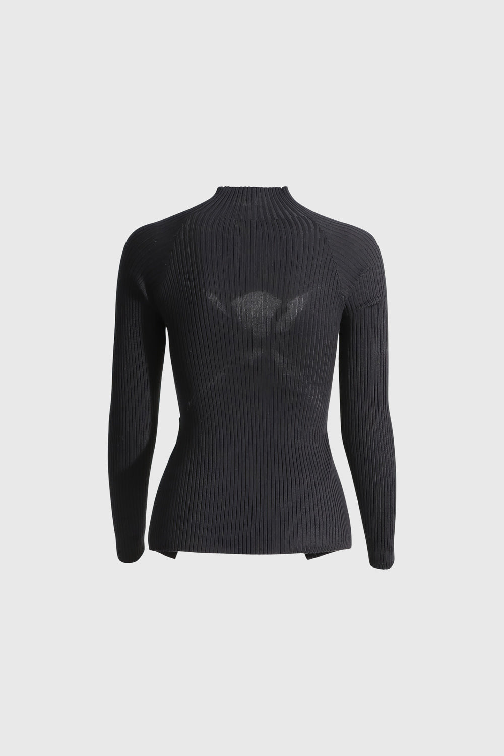 Ribbed Cutout Sweater - Black