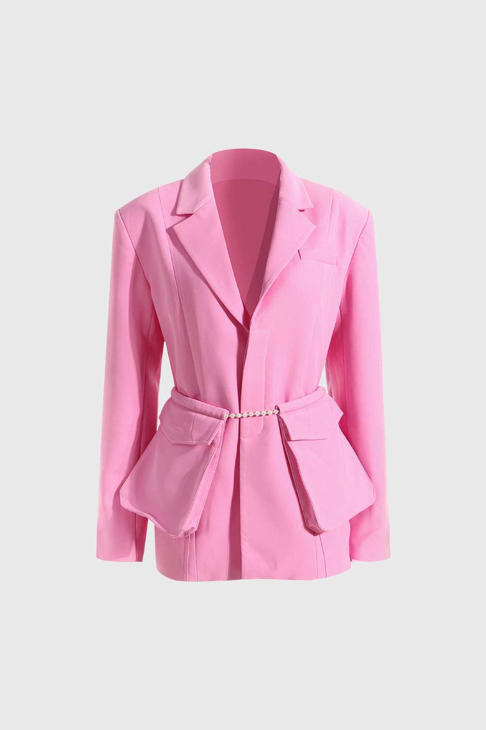 Blazer with Rhinestone Chain - Pink