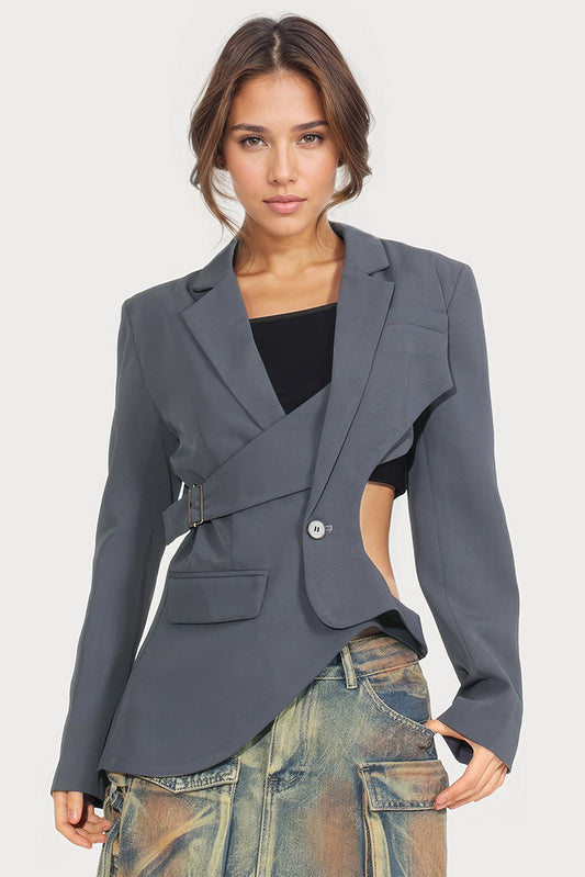 Asymmetrischer Blazer mit Cutouts - Grau