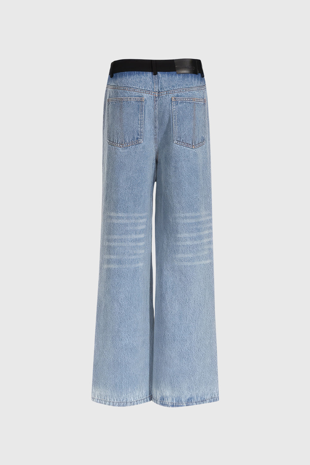 High Waisted Jeans with Black Detail - Blue