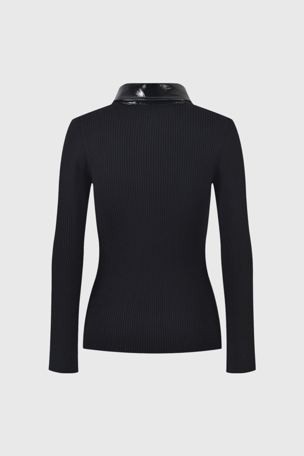 Maglione a maniche lunghe con colletto - Nero