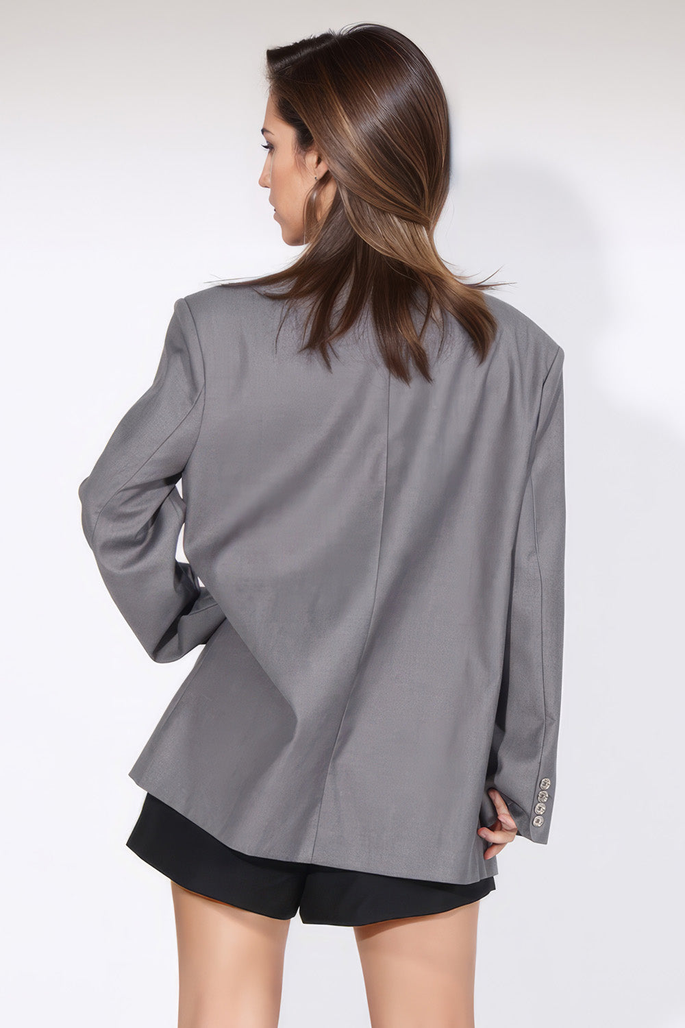 Irregular Closure Blazer - Grey