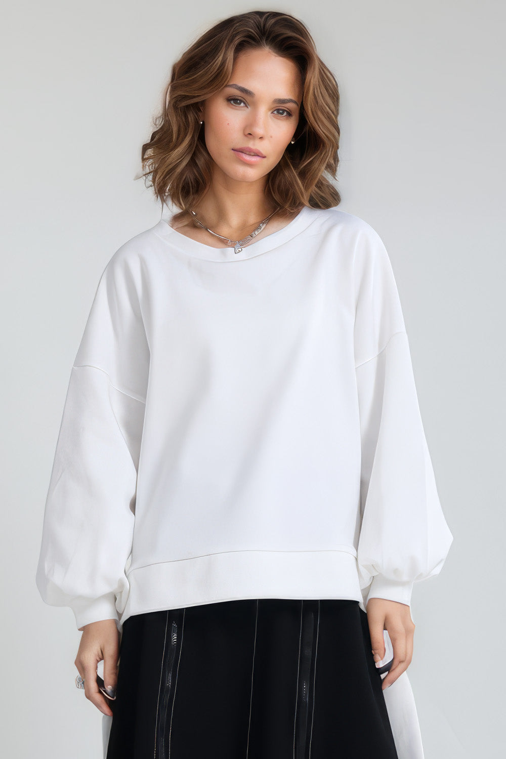 Sweatshirt de manga comprida com laço nas costas - Branco