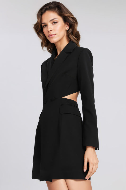 Vestido Blazer com corte na cintura - Preto