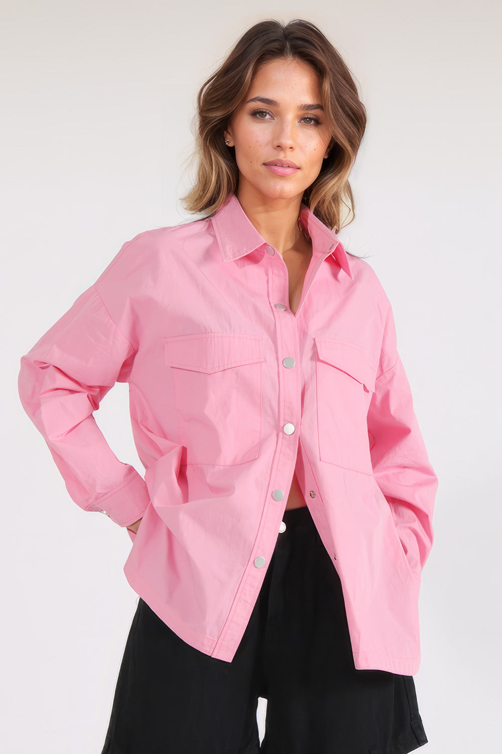 Snap-Button Shirt - Pink