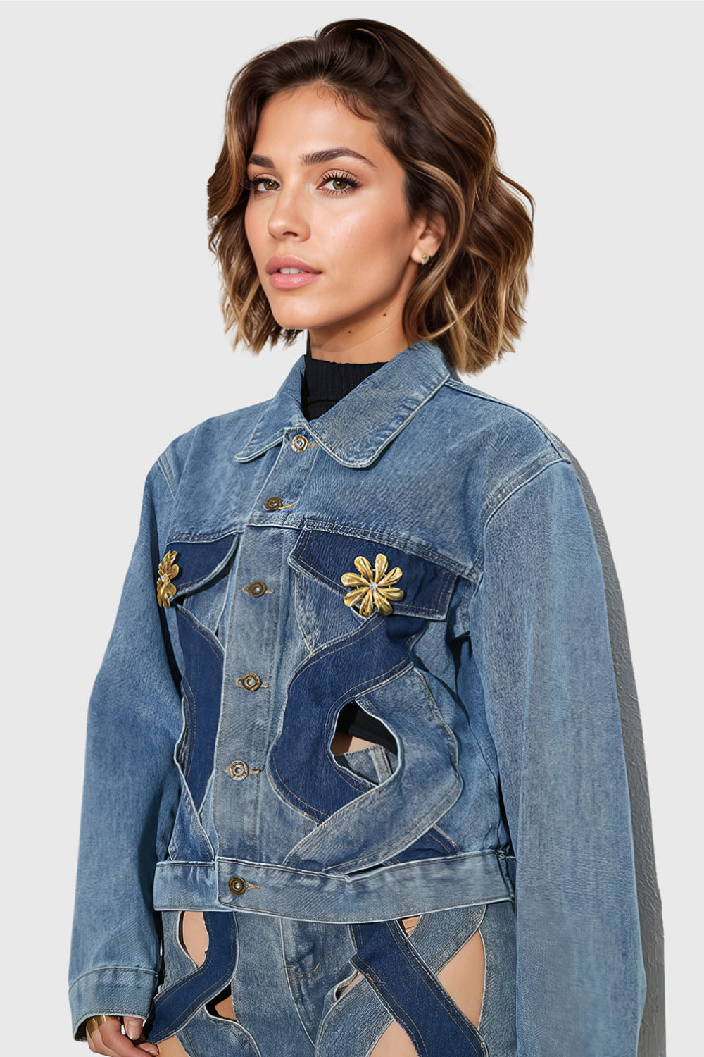 Spiral Cuts Denim Jacket - Blue