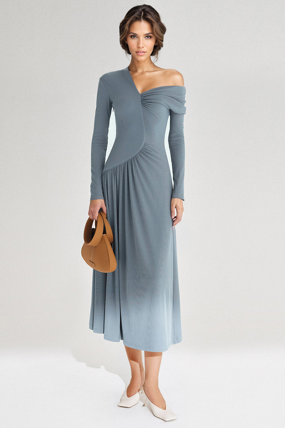 One Shoulder Midikleid - Blau